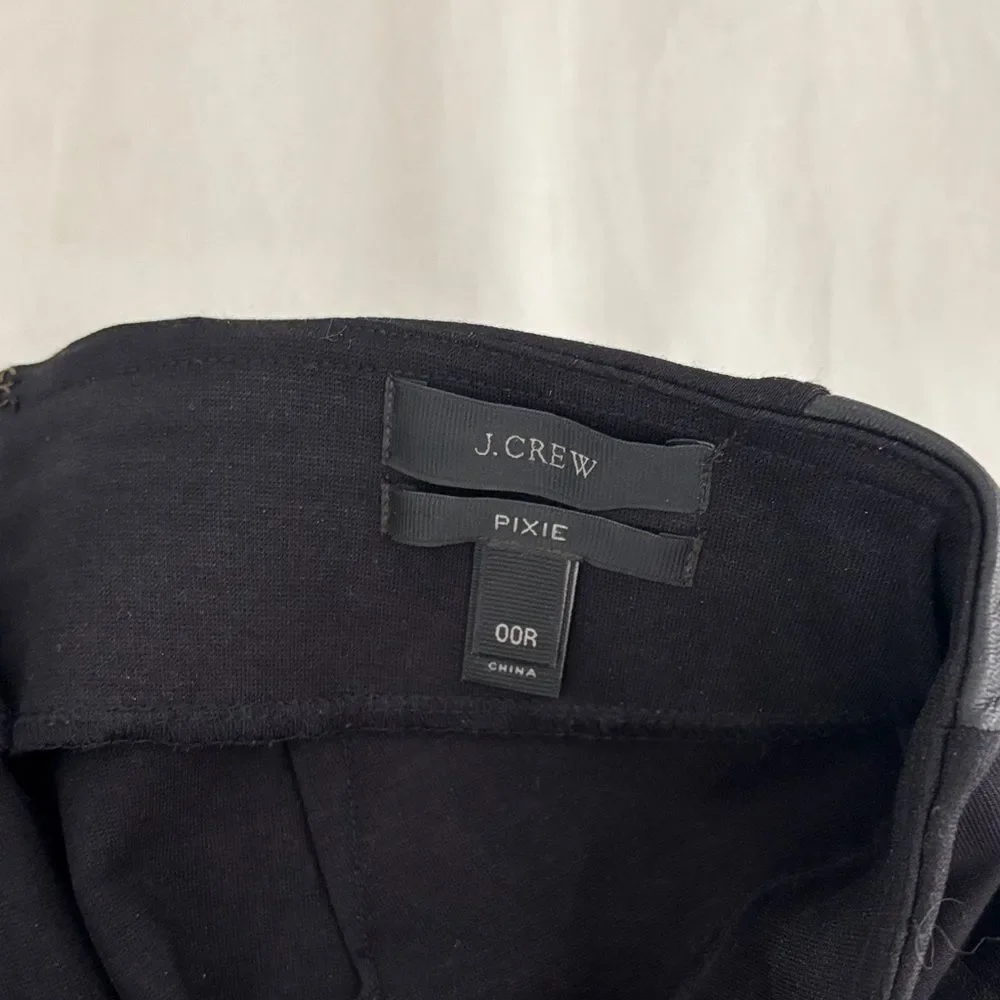 J. Crew Classic Black Pixie Pants with Vegan leather sides sz 00
